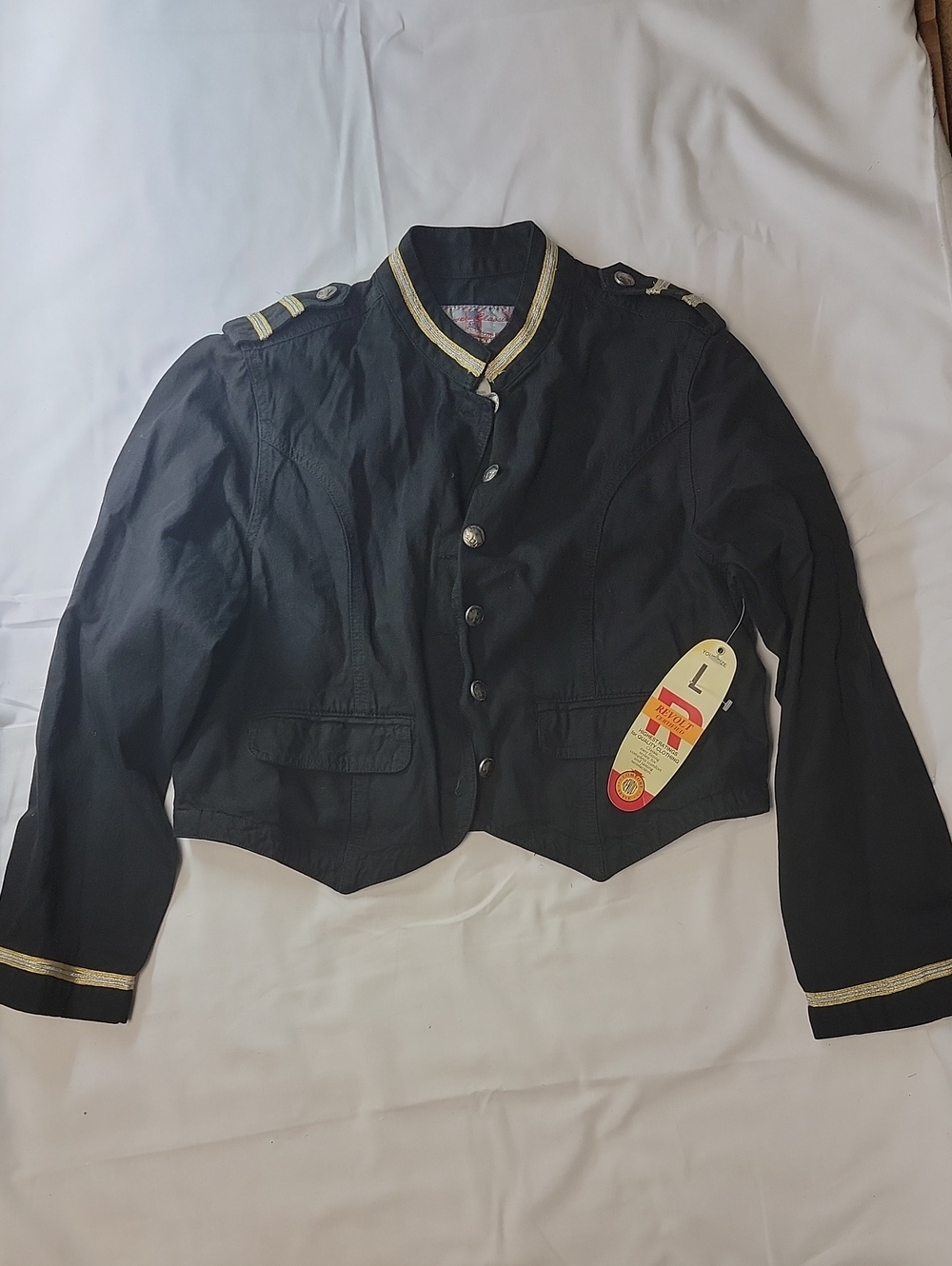Revolt Black Military Field Jacket with Gold Trim L